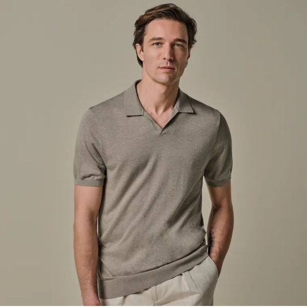 Profuomo Luxury Open Collar Polo Beige