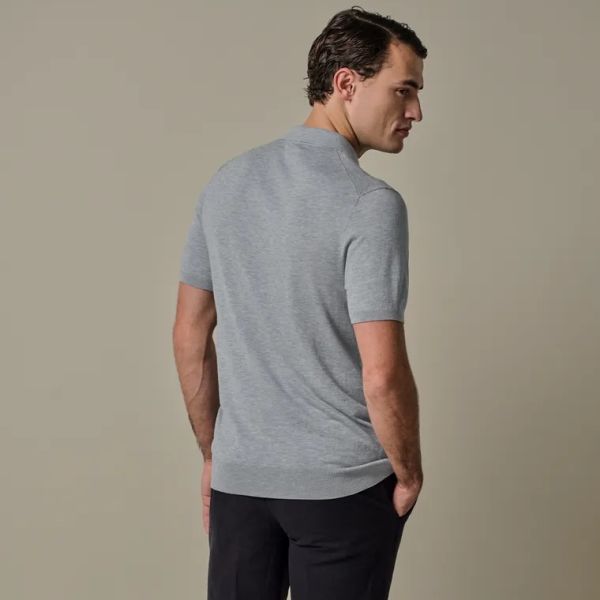 Profuomo Luxury Open Collar Polo Blauw