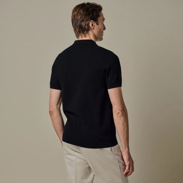 Profuomo Luxury Open Collar Polo Navy