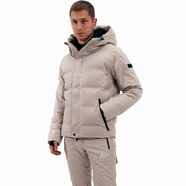 Malelions Men Ski Downhill Puffer Jacket | Cream