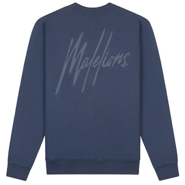 Malelions Striped Signature Sweater Navy