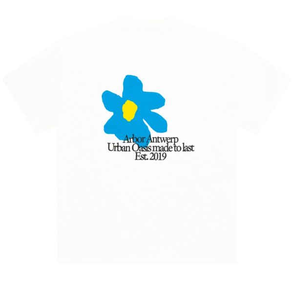 Arbor Antwerp Flower Oasis Blue T-shirt Wit