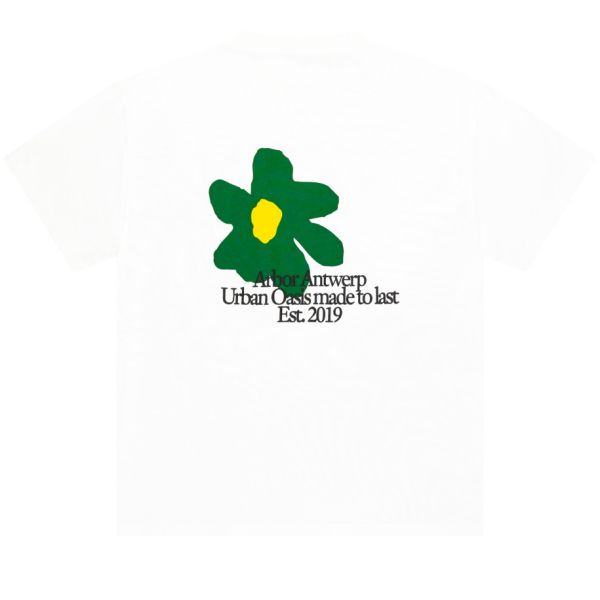 Arbor Antwerp Flower Oasis Green T-shirt Wit