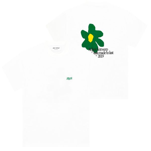 Arbor Antwerp Flower Oasis Green T-shirt Wit