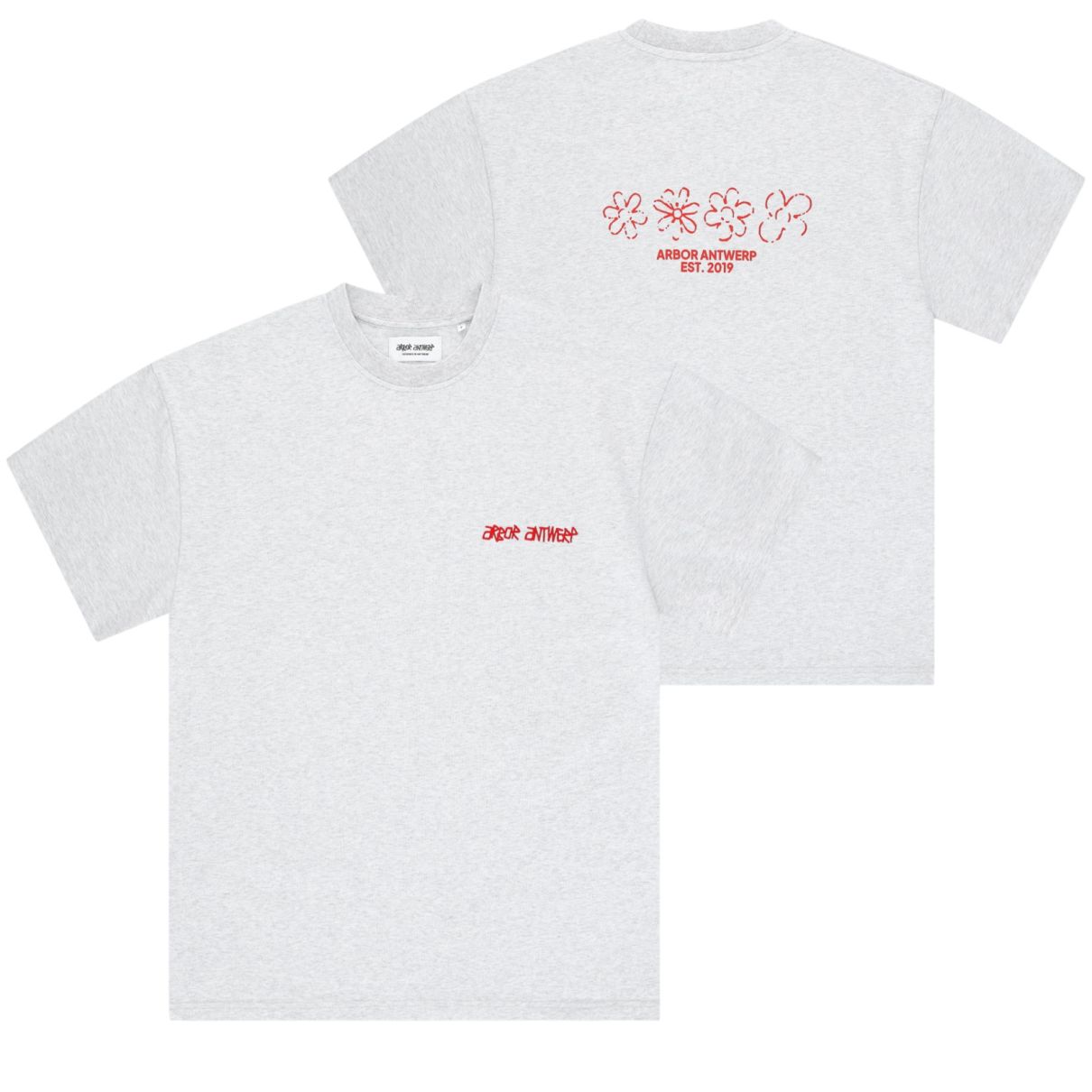 Arbor Antwerp Flower Quartet T-shirt Grijs