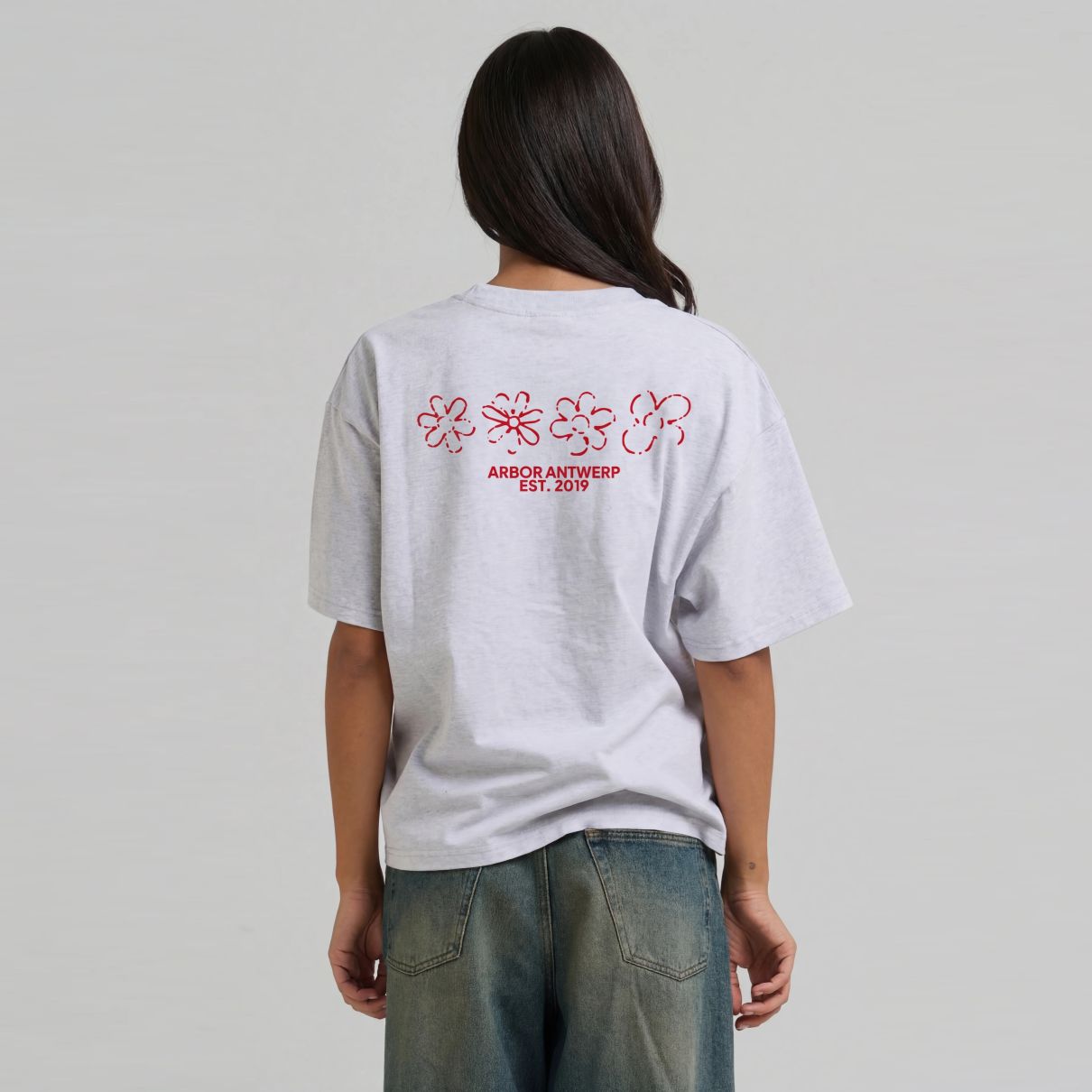 Arbor Antwerp Flower Quartet T-shirt Grijs