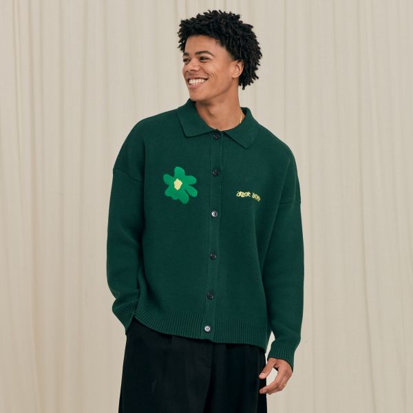 Arbor Antwerp Green Flower Knit Vest Groen