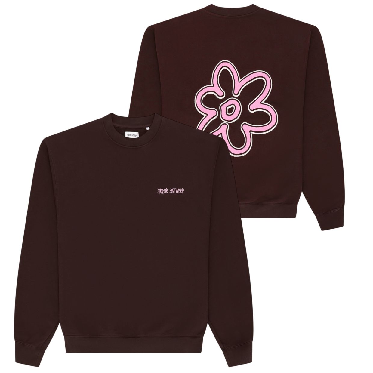 Arbor Antwerp Line Flower Sweater Bruin