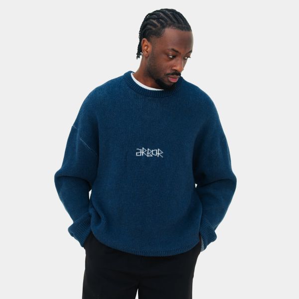 Arbor Antwerp Minimal Logo Knitted Sweater Donker Blauw