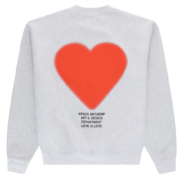 Arbor Antwerp Orange Faded Heart Sweater Grijs