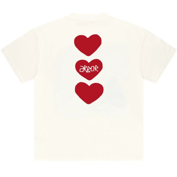 Arbor Antwerp Red Triple Hearts T-shirt Wit