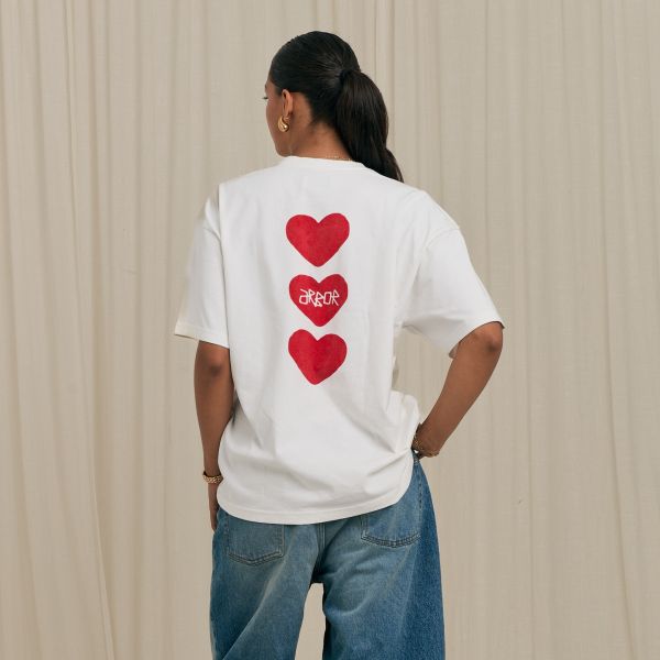 Arbor Antwerp Red Triple Hearts T-shirt Wit