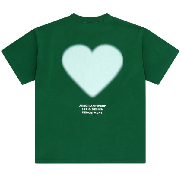 Arbor Antwerp White Faded Heart T-shirt Groen