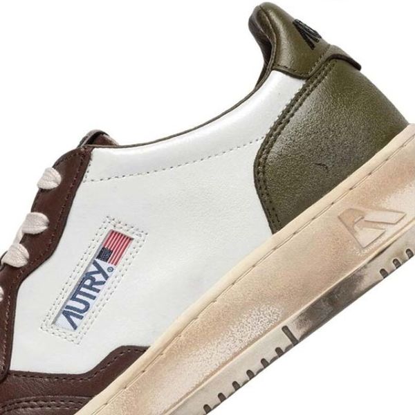 Autry Super Vintage Medalist Low Sneaker Wit/Bruin/Groen