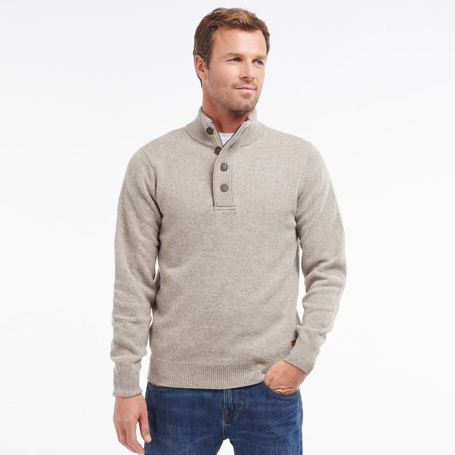 Barbour Essential Patch Half Zip Sweater Grijs