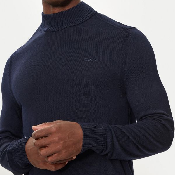 Boss Avac Turtleneck Sweater Navy