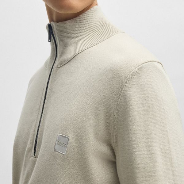 Boss Kanobix Zip Mock Sweater Beige