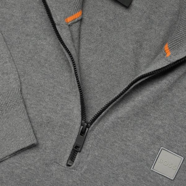 Boss Kanobix Zip Mock Sweater Grijs