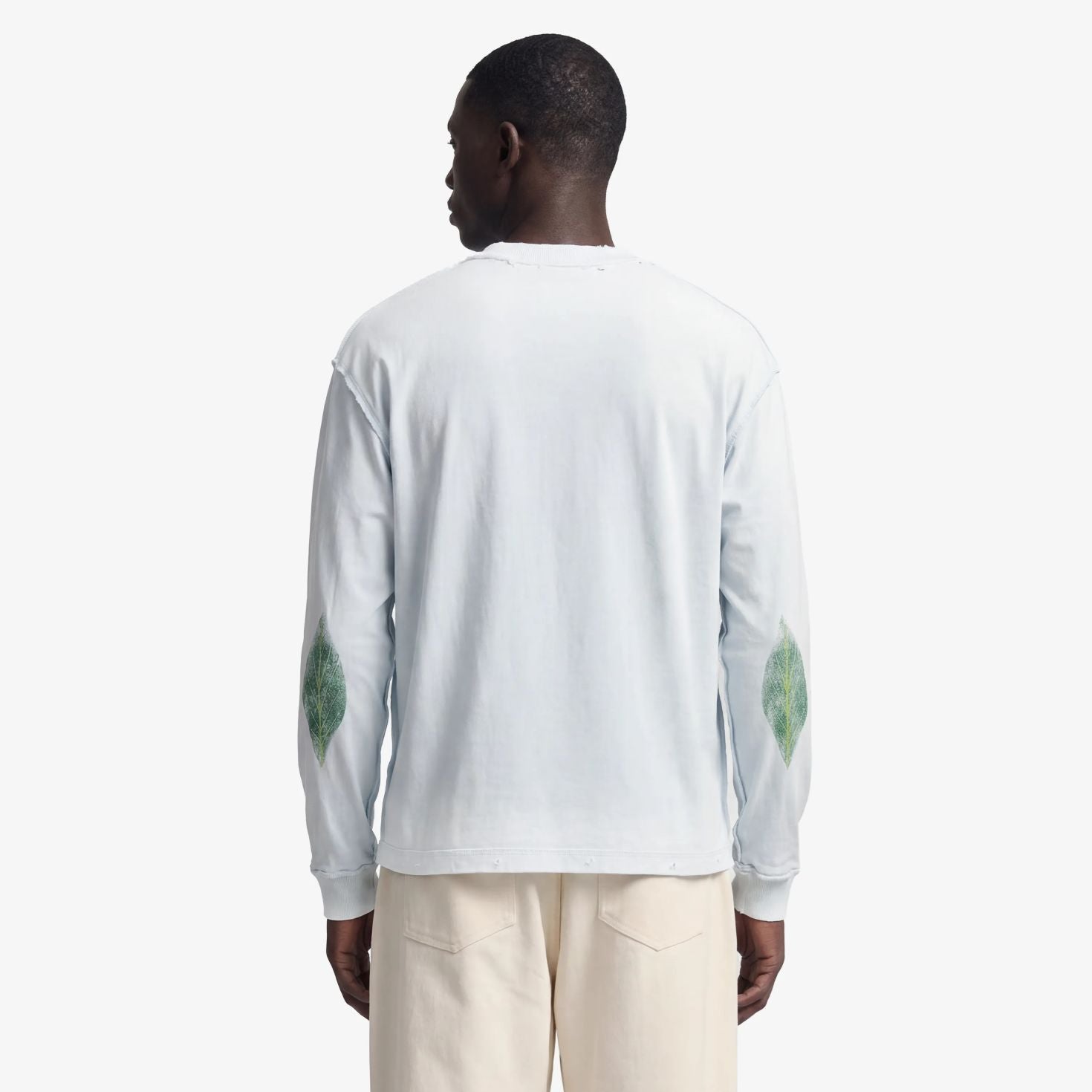 Bram’s Fruit Distressed Leaf Longsleeve T-shirt Licht Blauw