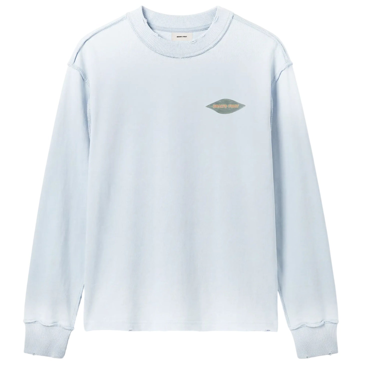 Bram’s Fruit Distressed Leaf Longsleeve T-shirt Licht Blauw