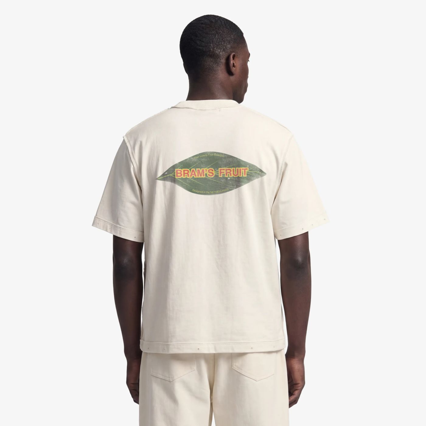 Bram’s Fruit Distressed Leaf T-shirt Off White