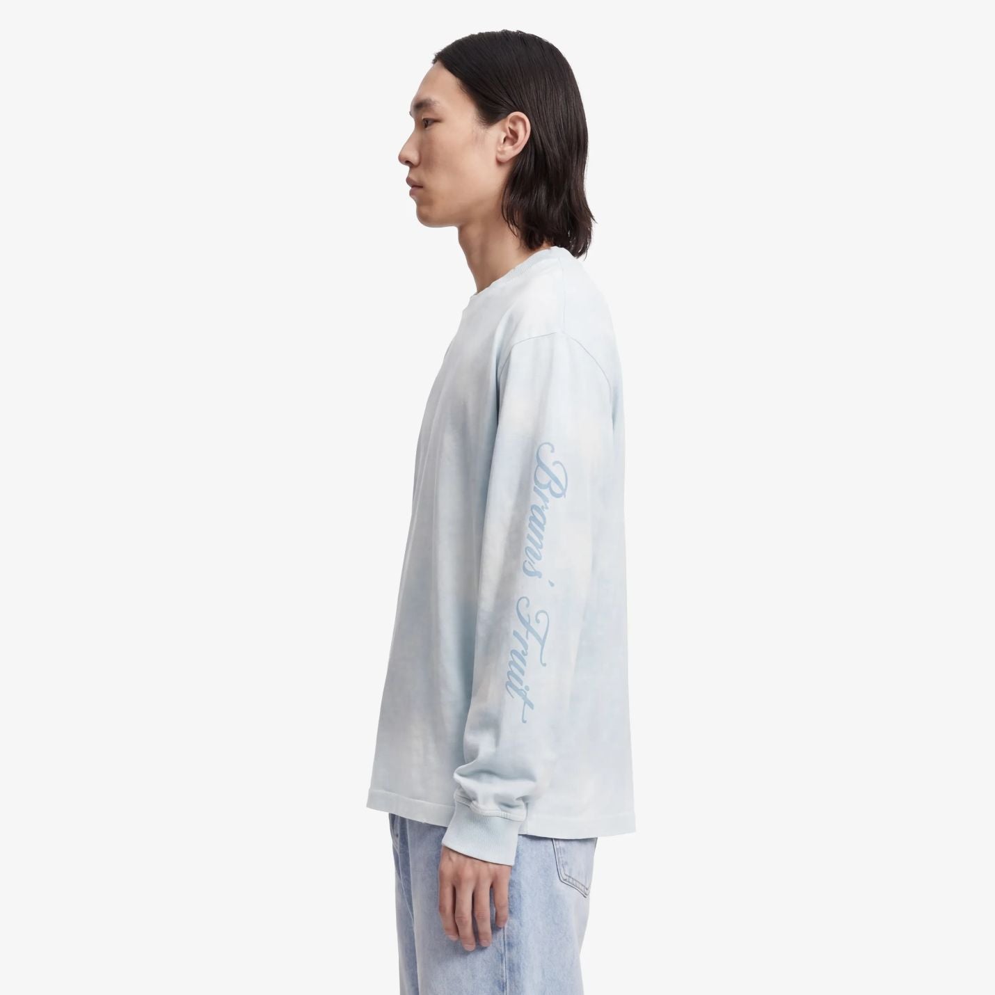 Bram’s Fruit Distressed Script Logo Longsleeve T-shirt Licht Blauw