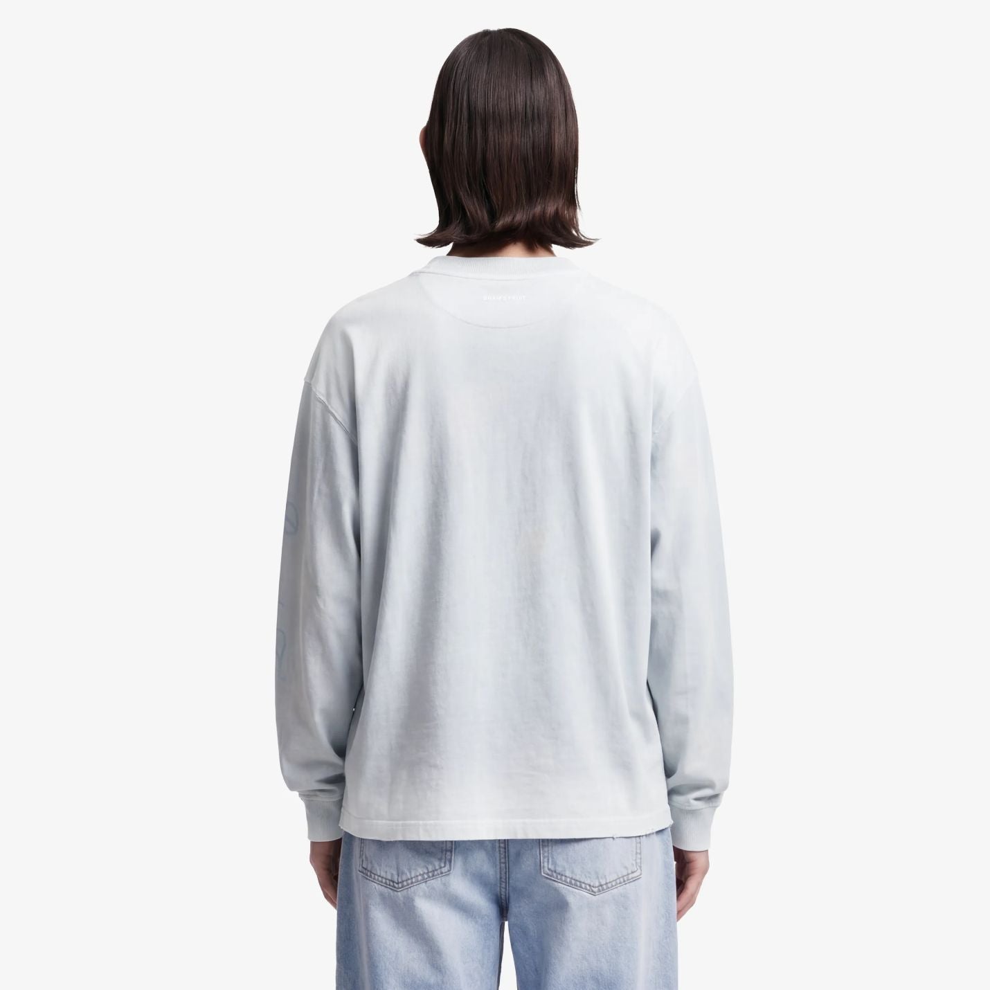 Bram’s Fruit Distressed Script Logo Longsleeve T-shirt Licht Blauw