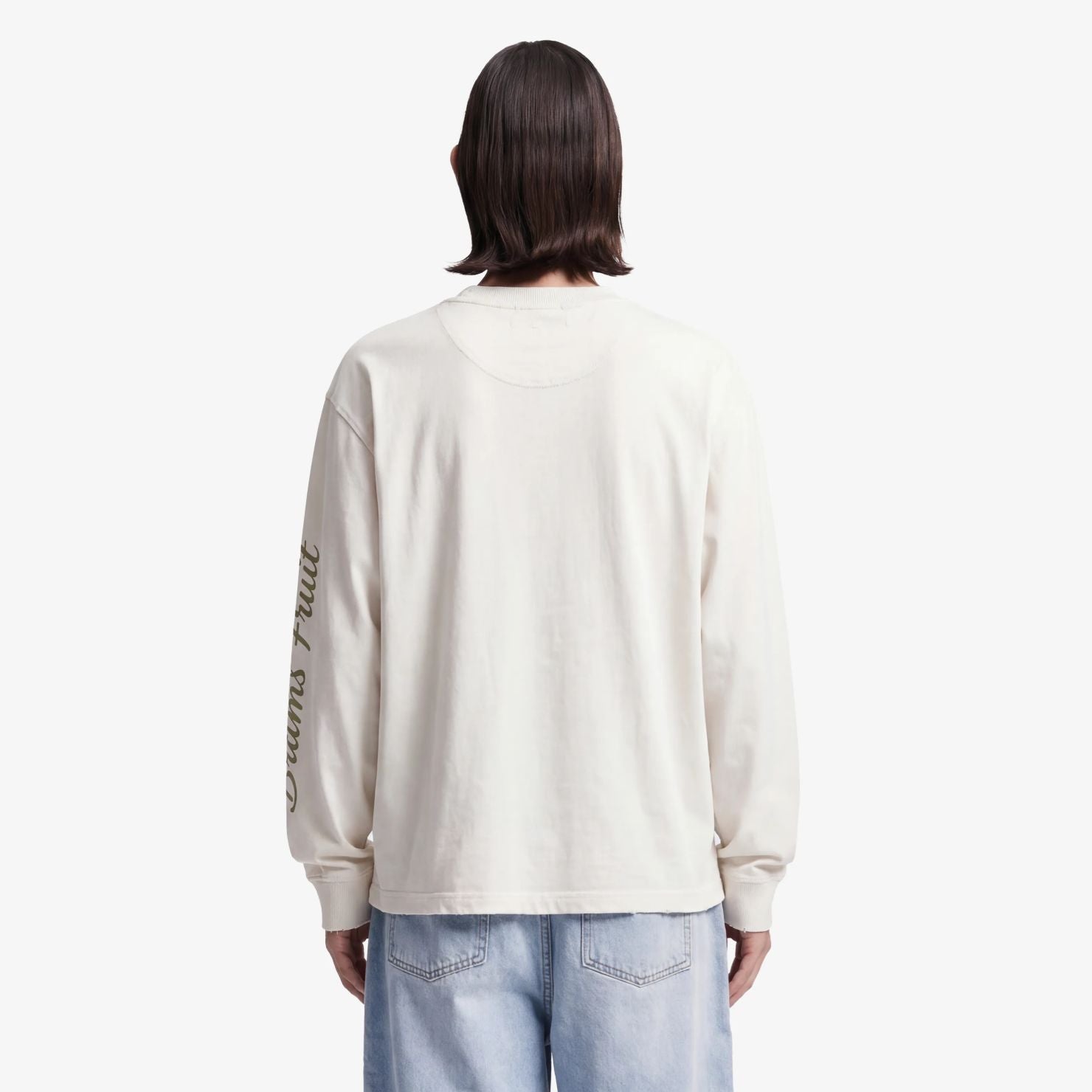 Bram’s Fruit Distressed Script Logo Longsleeve T-shirt Off White