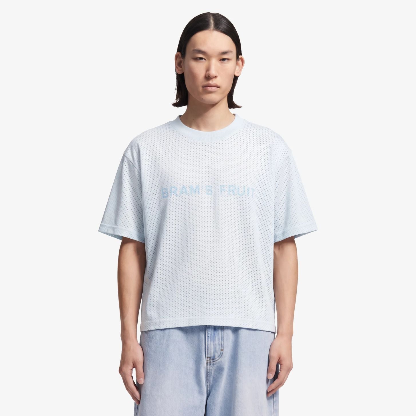 Bram’s Fruit Mesh Logo T-shirt Licht Blauw