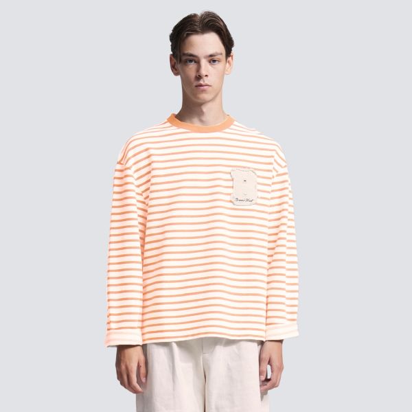 Bram's Fruit Varsity Striped Longsleeve T-shirt Wit/Oranje
