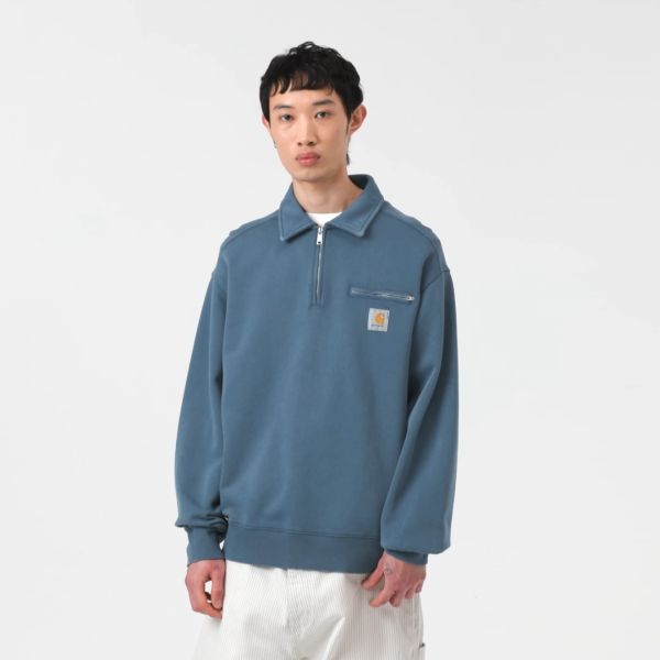Carhartt WIP Half Zip Detroit Sweater Donker Blauw