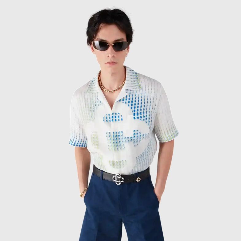 Casablanca Dots Linen Overhemd Wit
