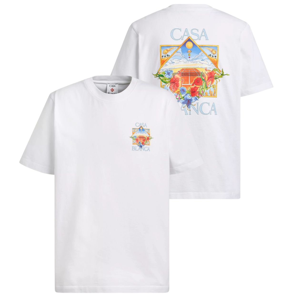 Casablanca Flower Court Icon T-shirt Wit