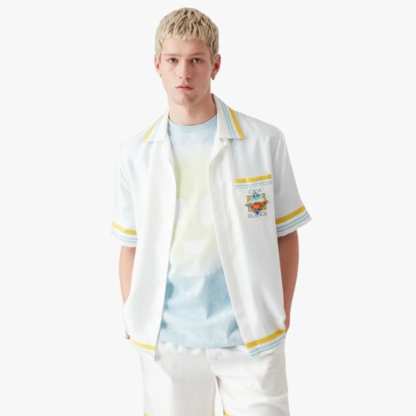 Casablanca Tennis Landscape Silk Overhemd Wit