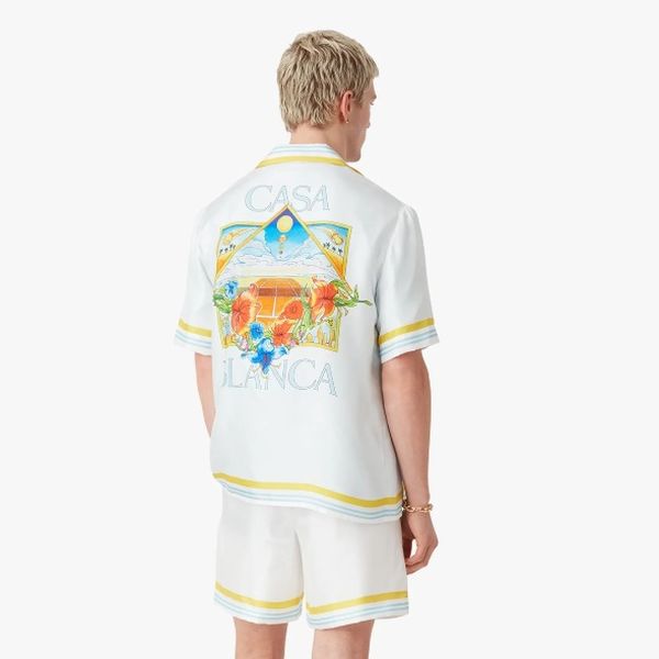 Casablanca Tennis Landscape Silk Overhemd Wit