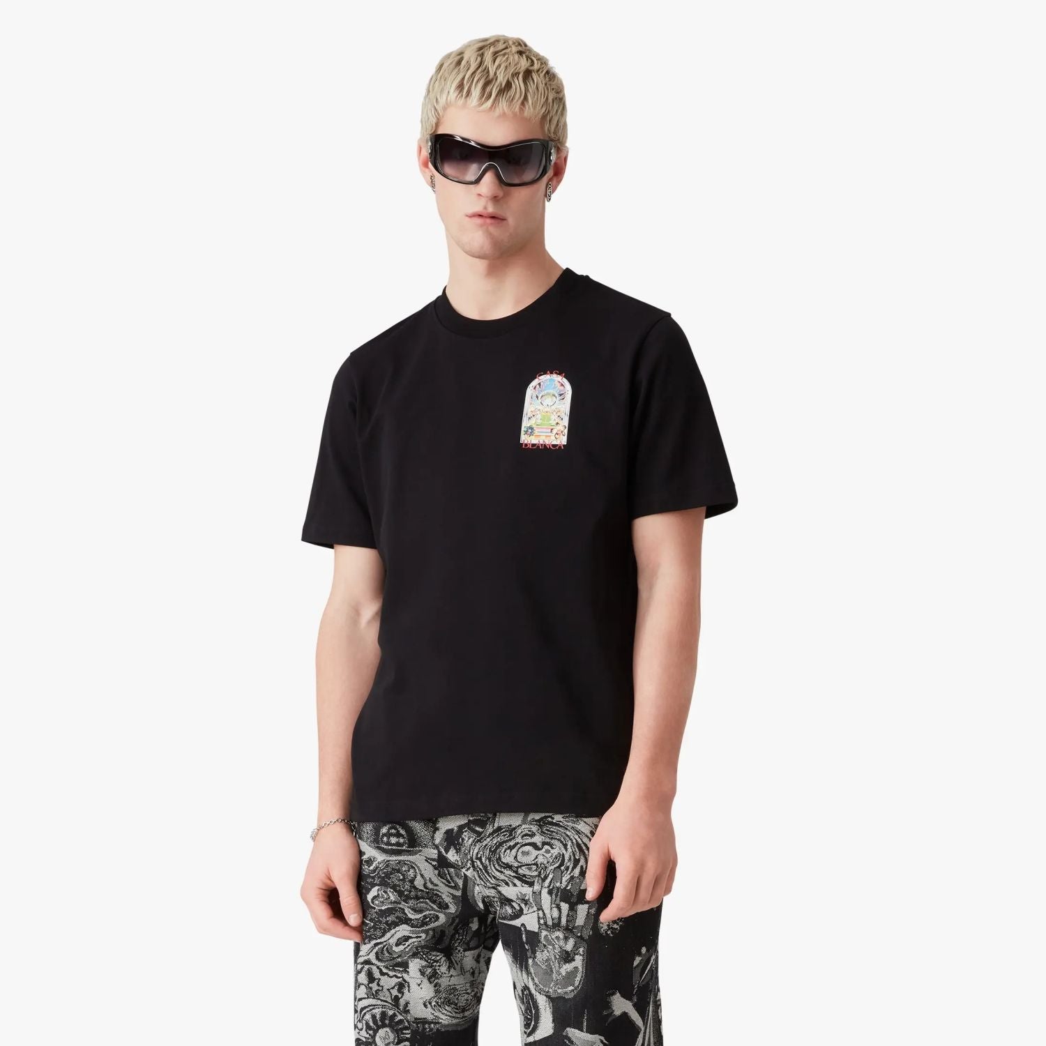 Casablanca Tennis Landscape T-shirt Zwart