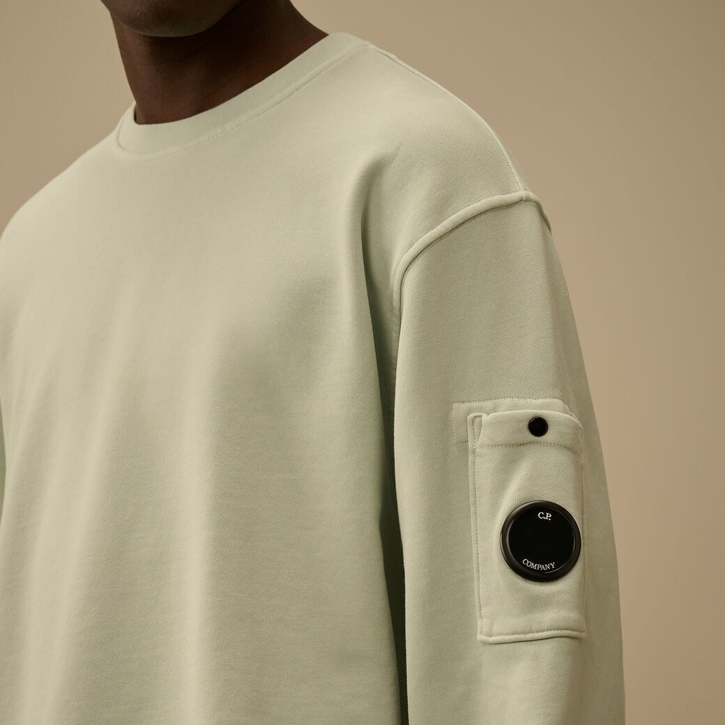 CP Company Cotton Diagonal Fleece Resist Dyed Lens Sweater Mint