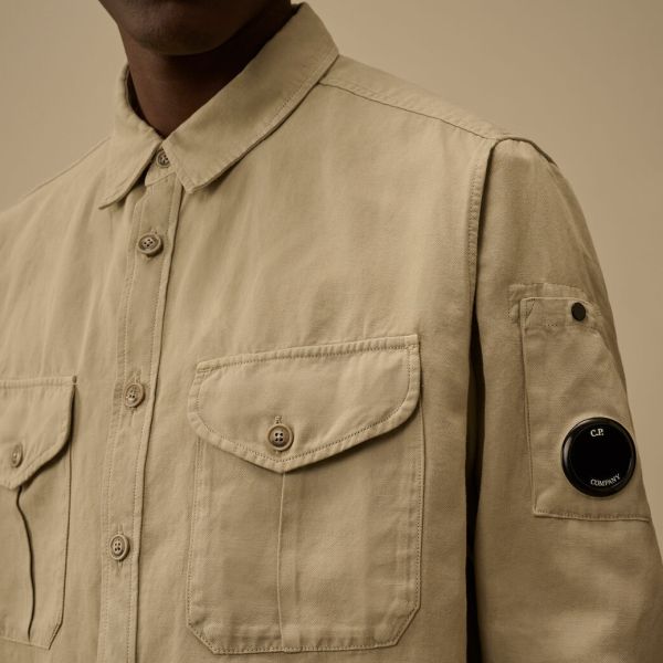 CP Company Cotton Linen Overshirt Beige