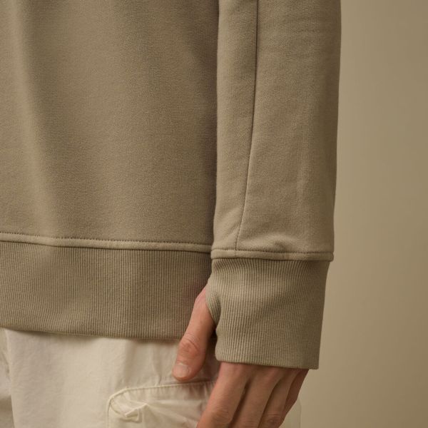 CP Company Diagonal Raised Fleece Lens Half Zip Sweater Beige