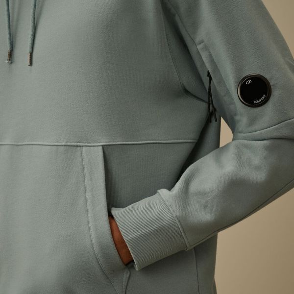 CP Company Diagonal Raised Fleece Lens Hoodie Licht Blauw