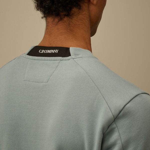 CP Company Diagonal Raised Fleece Lens Sweater Licht Blauw