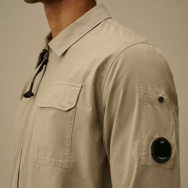 CP Company Gabardine Zipped Overshirt Beige