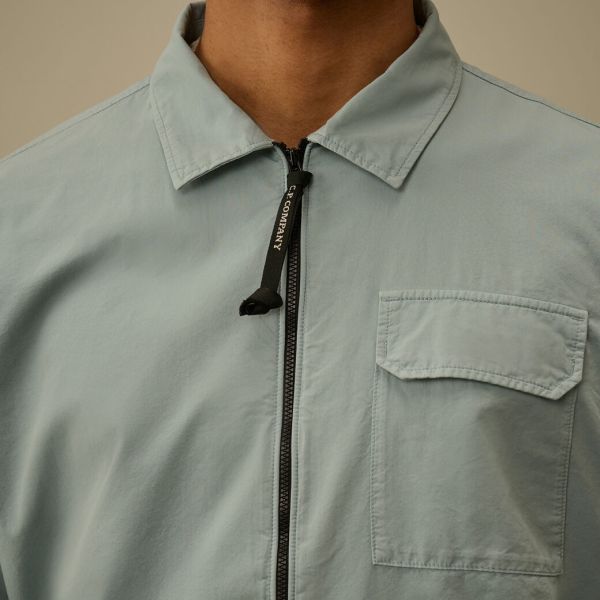 CP Company Gabardine Zipped Overshirt Licht Blauw