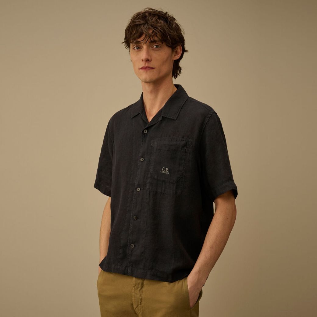 CP Company Linen Boxy Overhemd Navy