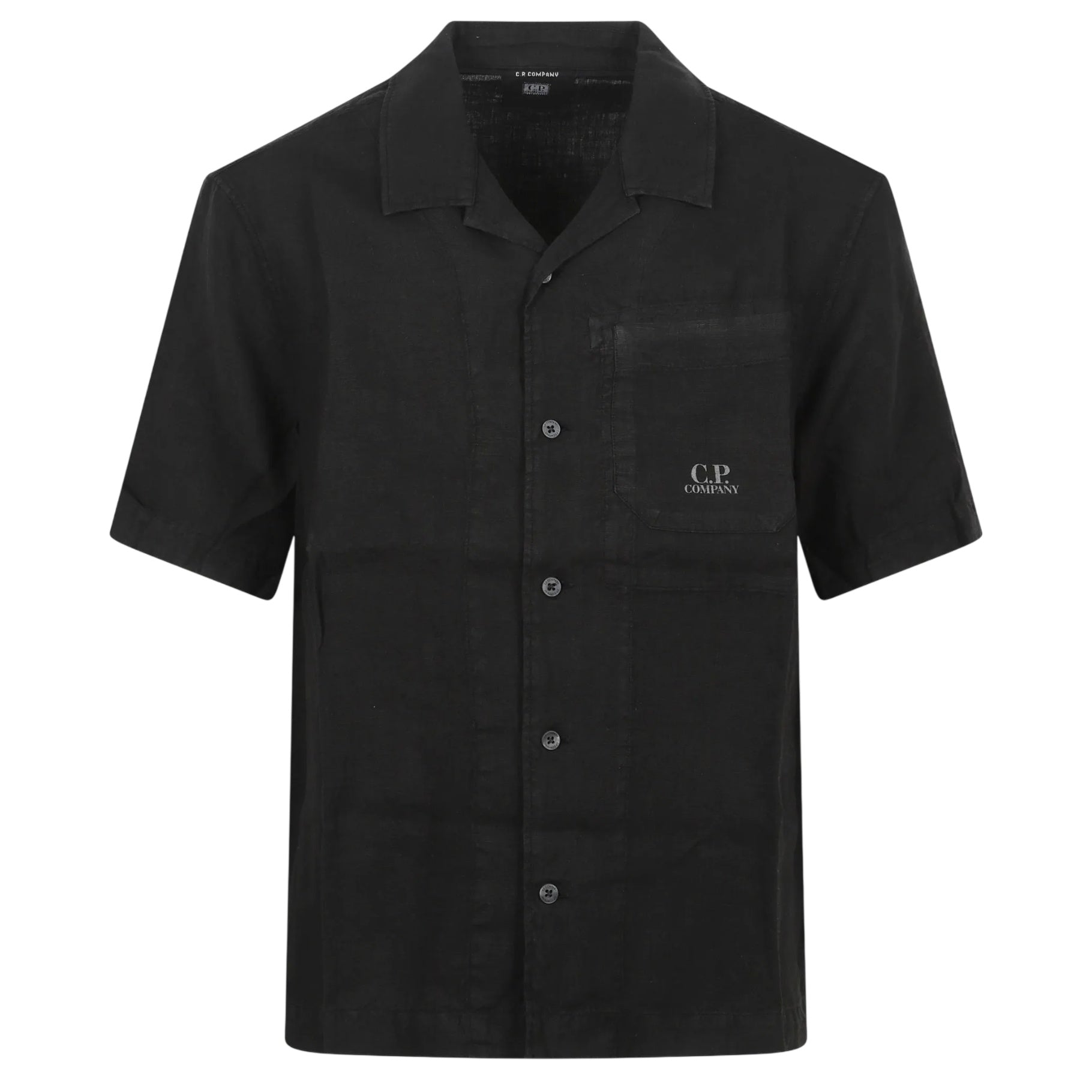 CP Company Linen Boxy Overhemd Zwart