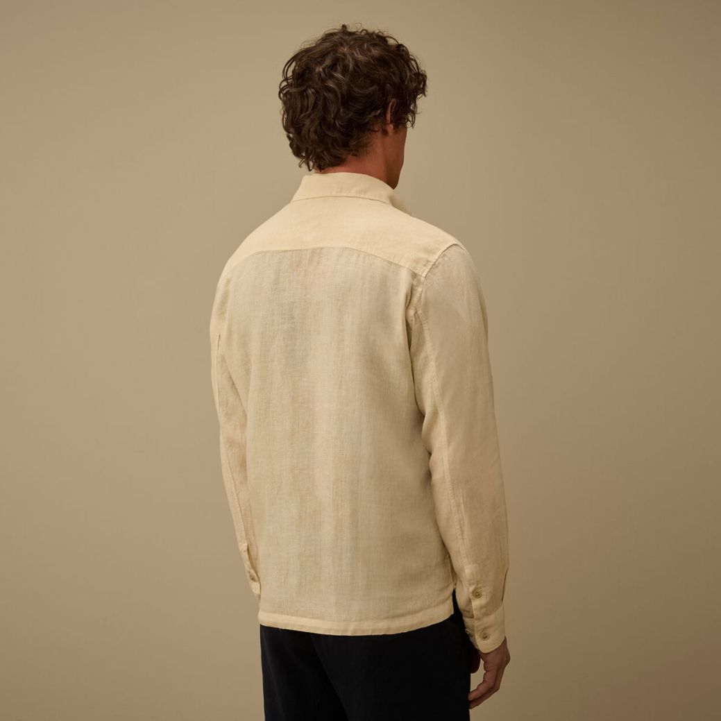 CP Company Linen Button Lens Overhemd Off White
