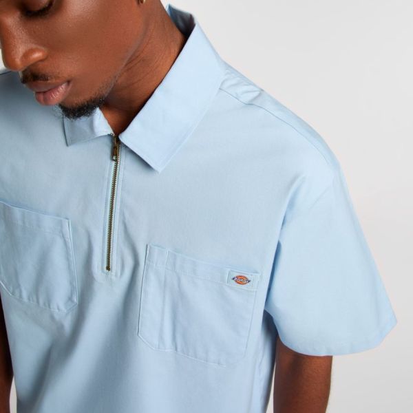 Dickies Ranch Quarter Zip Overhemd Licht Blauw