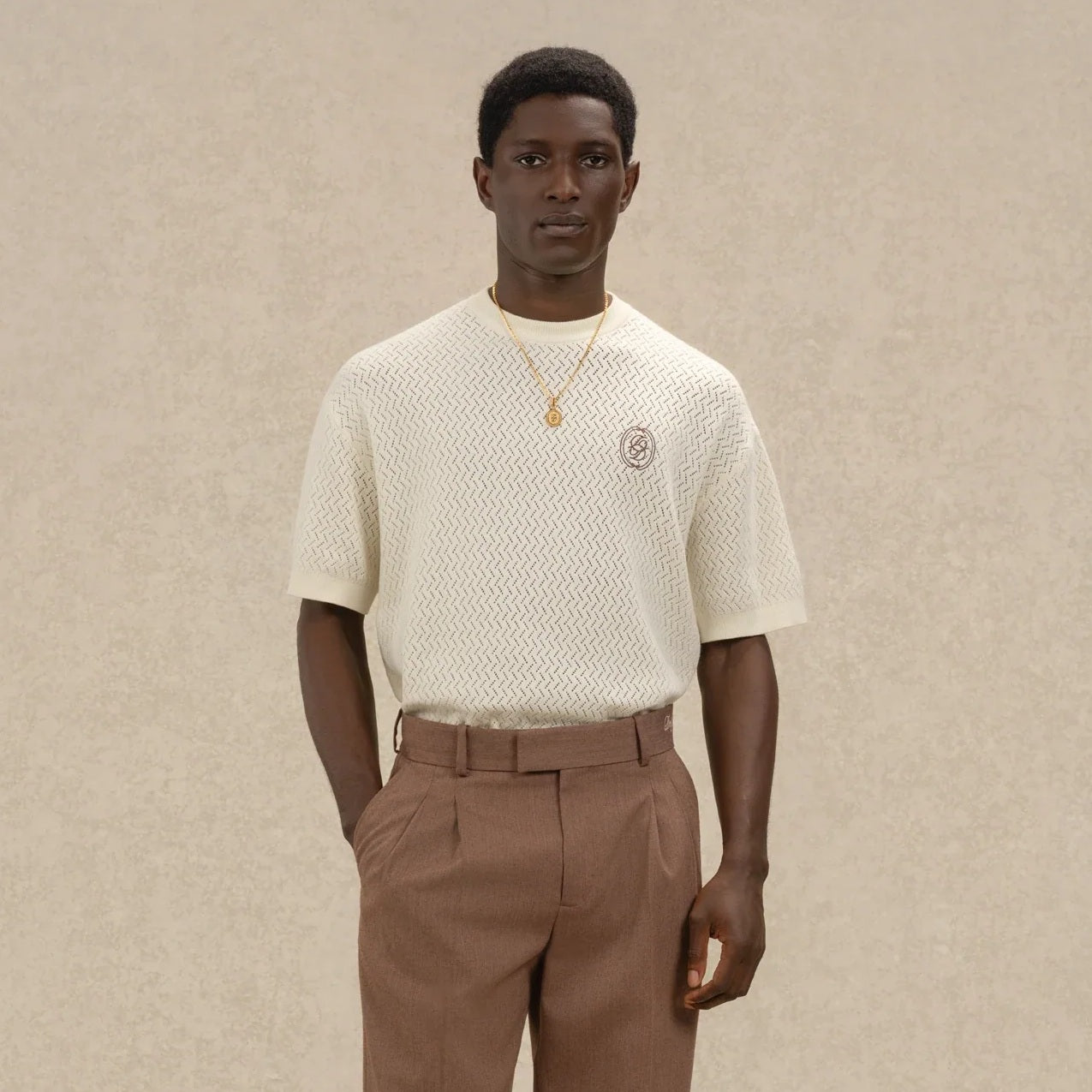Drôle De Monsieur Maille Ajourée D Miroir T-shirt Off White