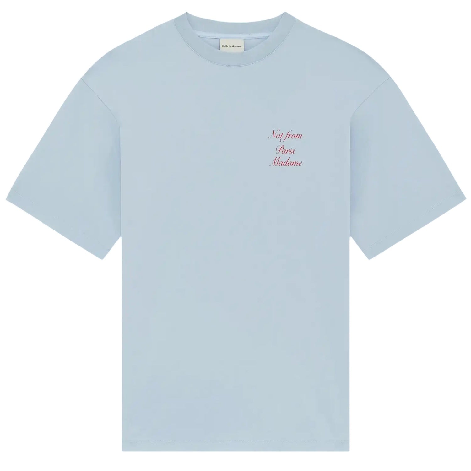 Drôle De Monsieur Slogan Calligraphy T-shirt Licht Blauw