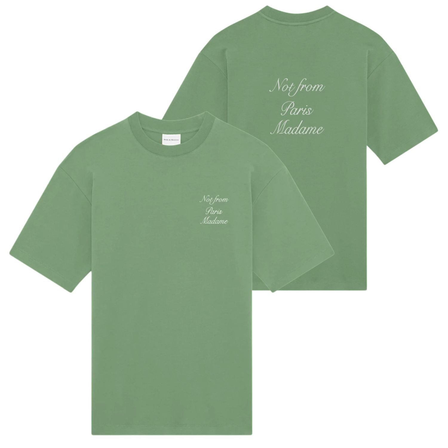 Drôle De Monsieur Slogan Calligraphy T-shirt Licht Groen